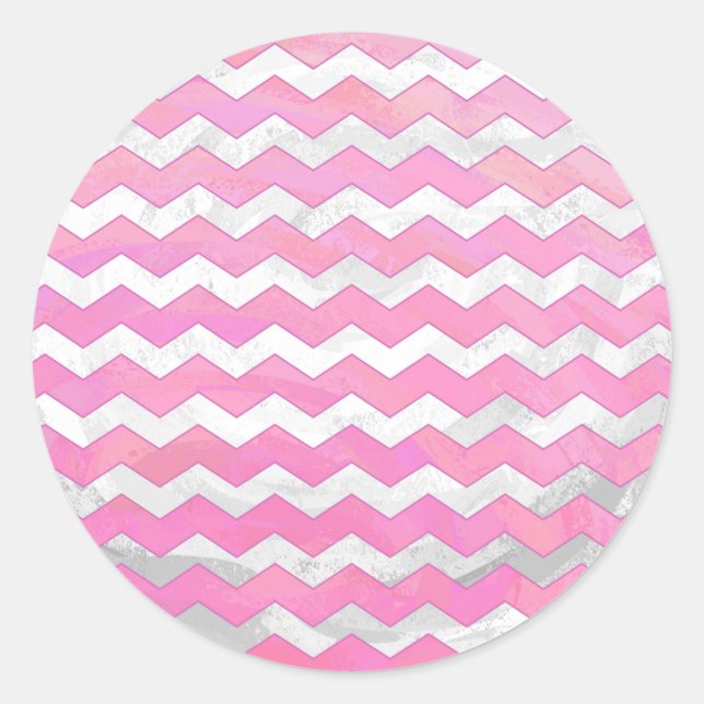 Cotton Candy Chevon Pattern Runder Aufkleber (Vorderseite)
