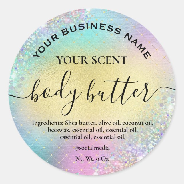 Cotton Candy farbige Gold Body Butter Labels Runder Aufkleber (Vorderseite)