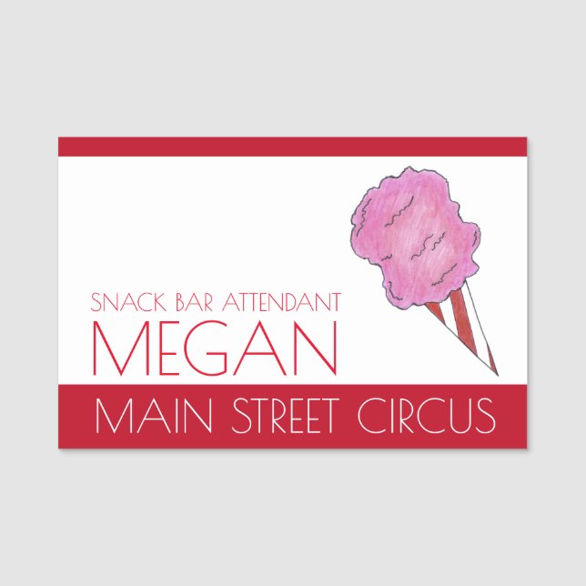 Cotton Candy Floss Carnival Circus Snack Bar Food Namensschild (Vorderseite)