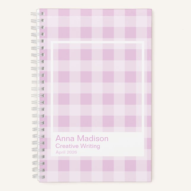 Cotton Candy Gingham Transparent Frame Notebook Notizbuch (Vorderseite)