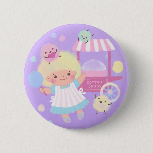 Cotton Candy Girl mit Sweet Fluffy Monsters Button (Vorderseite)
