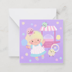 Cotton Candy Girl mit Sweet Fluffy Monsters Mitteilungskarte