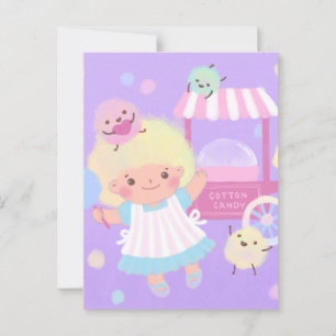 Cotton Candy Girl mit Sweet Fluffy Monsters Postkarte