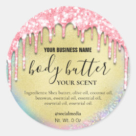 Cotton Candy Pink Drilling Glitzer Body Butter Runder Aufkleber