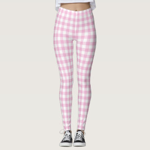 Cotton Candy Pink Gingham Frauen Leggings