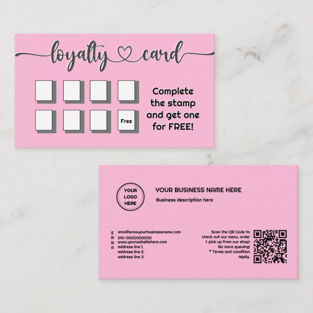 Cotton Candy Pink Minimalistisch Hinzufügen Sie Ih Treuekarte (Vorne/Hinten)