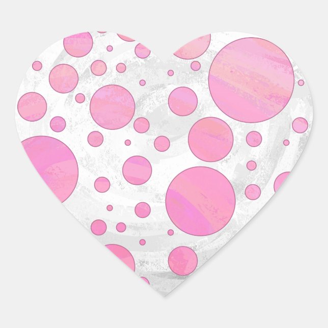 Cotton Candy Pink Polka Dot Herz-Aufkleber (Vorderseite)