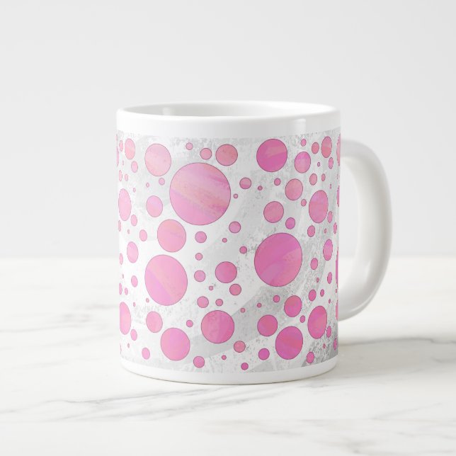 Cotton Candy Pink Polka Dot Jumbo-Tasse (Vorderseite Rechts)