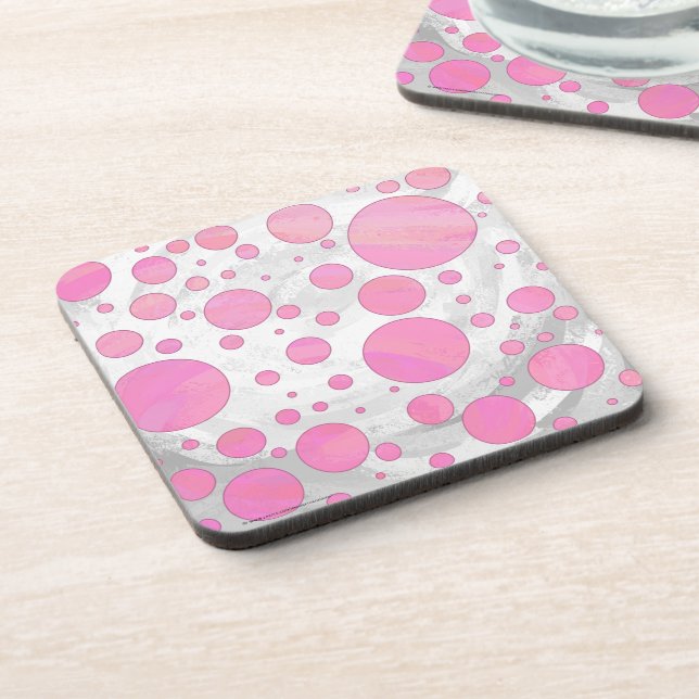 Cotton Candy Pink Polka Dot Untersetzer (Linke Seite)