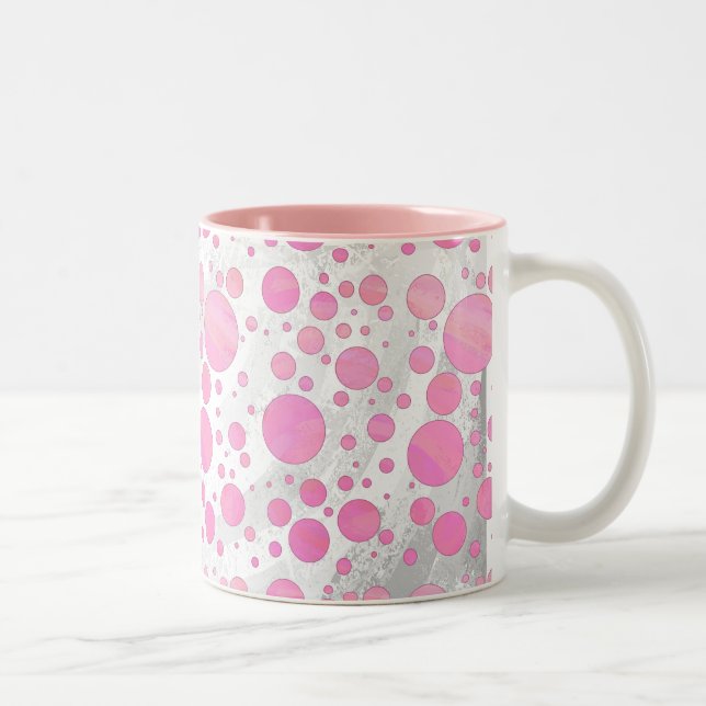 Cotton Candy Pink Polka Dot Zweifarbige Tasse (Rechts)