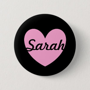 Cotton Candy Pink Polka Herzen auf schwarz Button