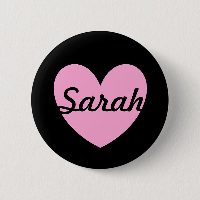 Cotton Candy Pink Polka Herzen auf schwarz Button (Vorderseite)