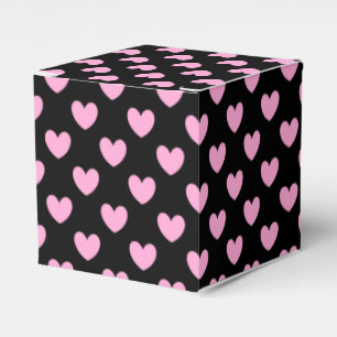 Cotton Candy Pink Polka Herzen auf schwarz Geschenkschachtel