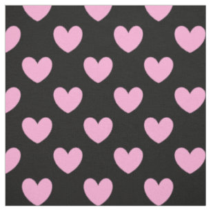 Cotton Candy Pink Polka Herzen auf schwarz Stoff