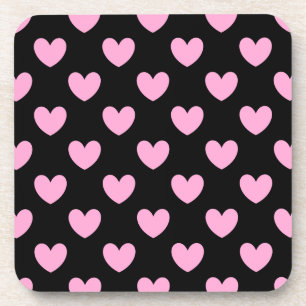 Cotton Candy Pink Polka Herzen auf schwarz Untersetzer