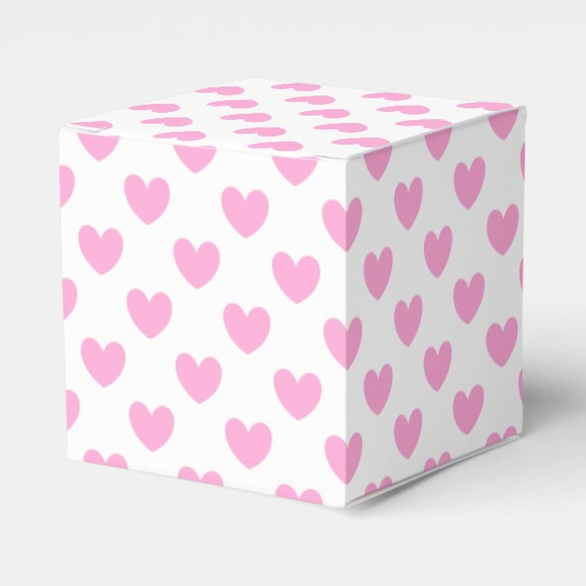 Cotton Candy Pink Polka Herzen auf weiß Geschenkschachtel (Vorderseite)