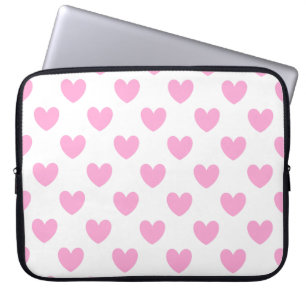 Cotton Candy Pink Polka Herzen auf weiß Laptopschutzhülle