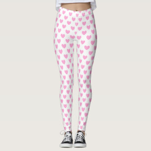 Cotton Candy Pink Polka Herzen auf weiß Leggings
