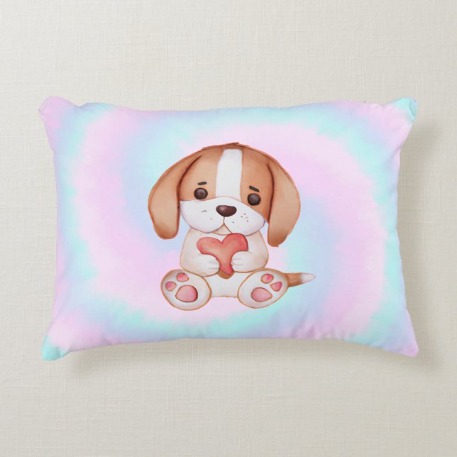 Cotton Candy Puppy Liebe Dekokissen (Vorderseite)