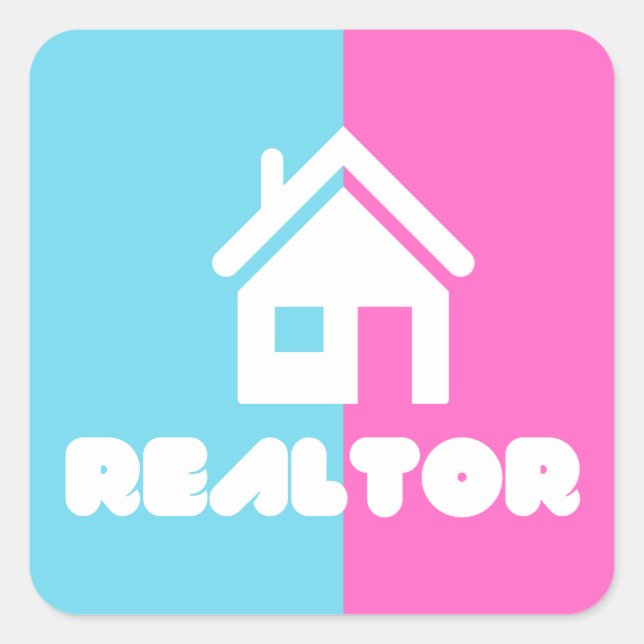 Cotton Candy Realtor-Logo Quadratischer Aufkleber (Vorderseite)