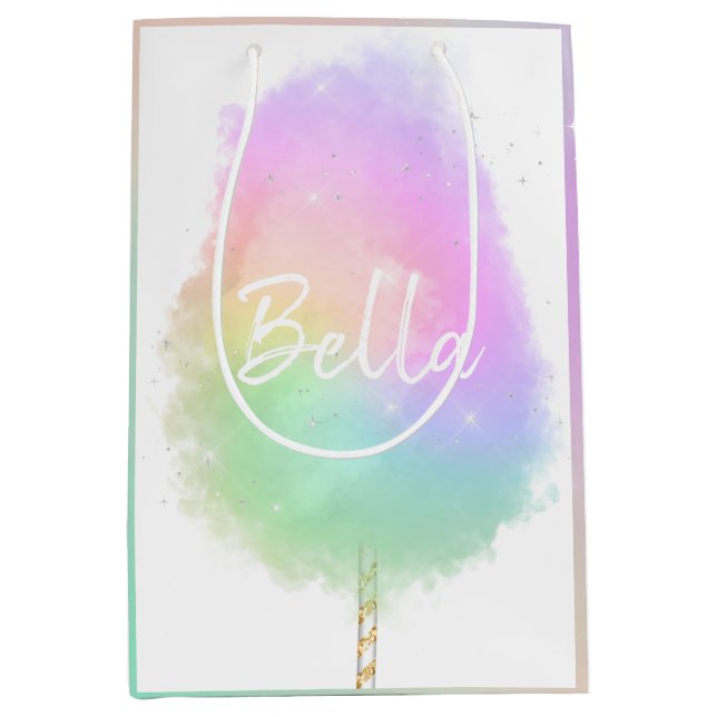 Cotton candy Regenbogen Glitzer niedlich Mittlere Geschenktüte (Vorderseite)
