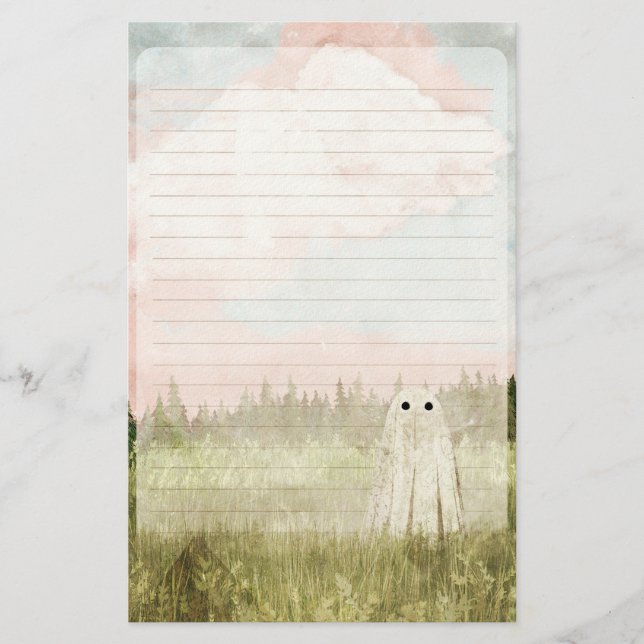 Cotton Candy Skies - Cute Ghost Lined Briefpapier (Vorderseite)