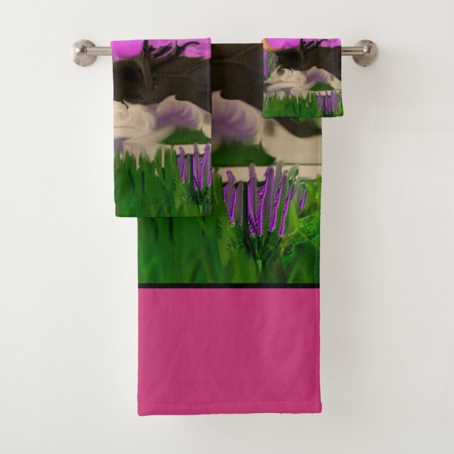 Cotton Candy Trees Abstrakte Kunst Badhandtuch Set (Insitu)