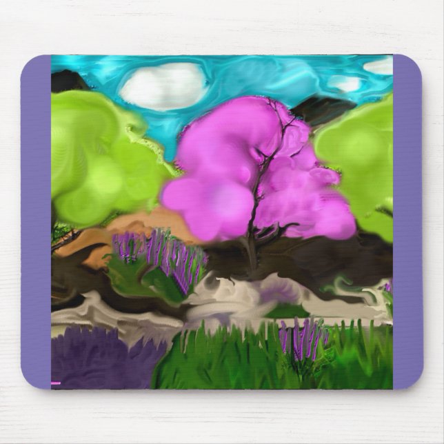 Cotton Candy Trees Abstrakte Kunst Mousepad (Vorne)