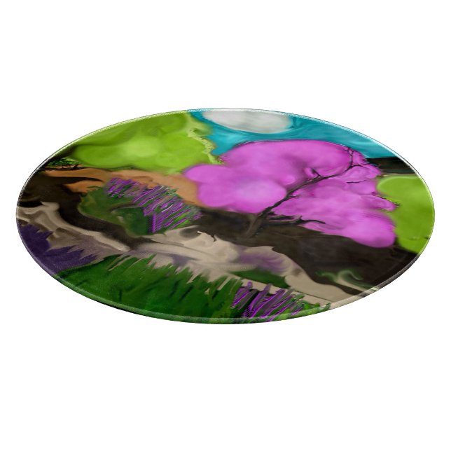 Cotton Candy Trees Abstrakte Kunst Schneidebrett (Ecke)