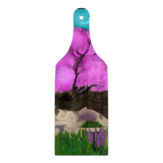 Cotton Candy Trees Abstrakte Kunst Schneidebrett (Vorderseite)