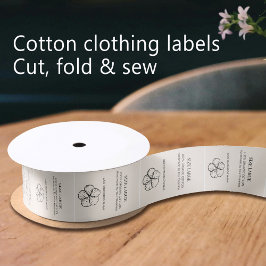 Cotton-Logo schwarz auf Creme-Bekleidung Satinband