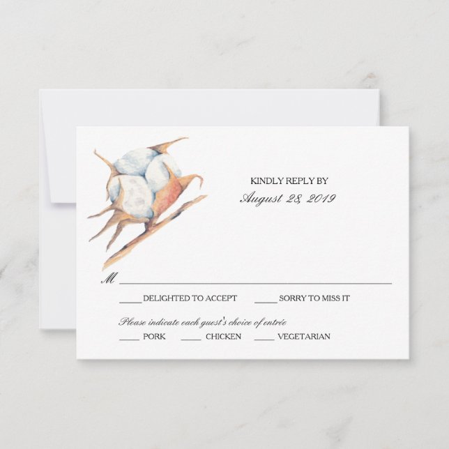 Cotton Pflanze | HochzeitsrSVP RSVP Karte (Vorderseite)