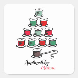 Cotton Reel Weihnachtsbaum Handmade by Paper Quadratischer Aufkleber