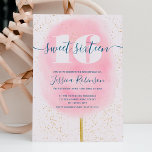 Cotton Süßigkeiten Glitzer Marine rosa Aquarell sü Einladung<br><div class="desc">Fun Marineblau und hellrosa Glitzer mit Süßigkeiten aus Aquarell 16 Geburtstagsparty mit handgemalten,  weichen Pastellfarben,  Rosa und heißen rosa Süßwarenfloss mit modernem Kalligrafieschrift und Goldgold . Ideal für lustige Messe-Themen und Karneval.</div>