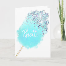 Cotton Süßigkeiten niedlich blaue Glitzer Aquarell