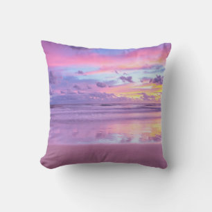 Cotton Süßigkeiten Sonnenaufgang: Strand Blick. Kissen
