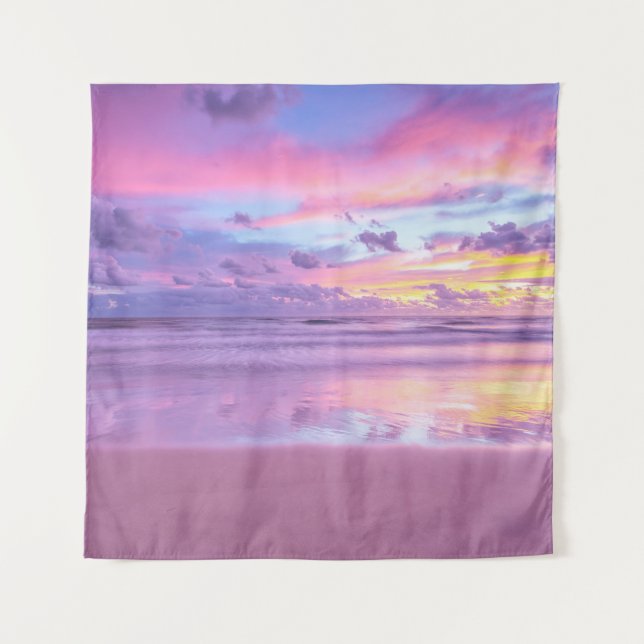Cotton Süßigkeiten Sonnenaufgang: Strand Blick. Wandteppich (Vorderseite)