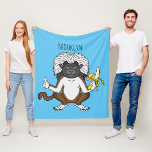 Cotton Top Tamarin Affe Cartoon Illustration Fleecedecke