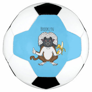 Cotton Top Tamarin Affe Cartoon Illustration Fußball