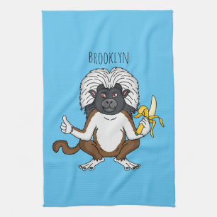 Cotton Top Tamarin Affe Cartoon Illustration Geschirrtuch