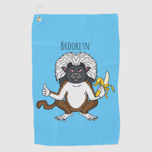 Cotton Top Tamarin Affe Cartoon Illustration Golfhandtuch