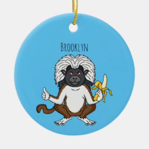 Cotton Top Tamarin Affe Cartoon Illustration Keramik Ornament