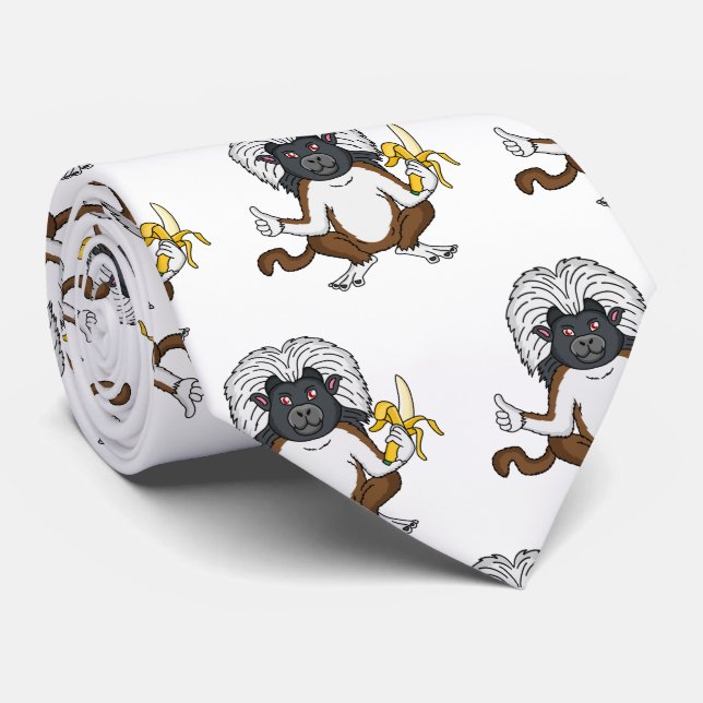 Cotton Top Tamarin Affe Cartoon Illustration Krawatte (Gerollt)