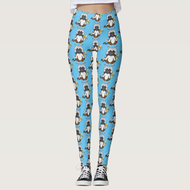Cotton Top Tamarin Affe Cartoon Illustration Leggings (Vorderseite)