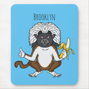 Cotton Top Tamarin Affe Cartoon Illustration Mousepad