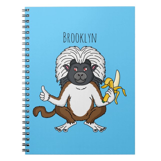 Cotton Top Tamarin Affe Cartoon Illustration Notizblock (Vorderseite)
