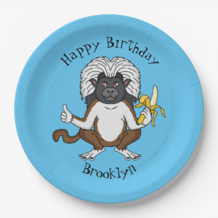 Cotton Top Tamarin Affe Cartoon Illustration Pappteller