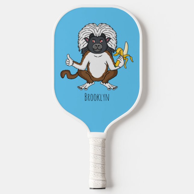 Cotton Top Tamarin Affe Cartoon Illustration Pickleball Schläger (Vorderseite)