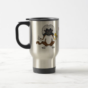 Cotton Top Tamarin Affe Cartoon Illustration Reisebecher