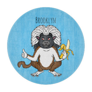 Cotton Top Tamarin Affe Cartoon Illustration Schneidebrett
